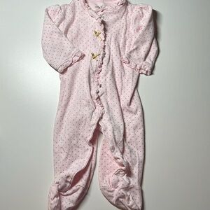 Like new Little Me snap up footie pajama, size 6M and matching receiving blanket